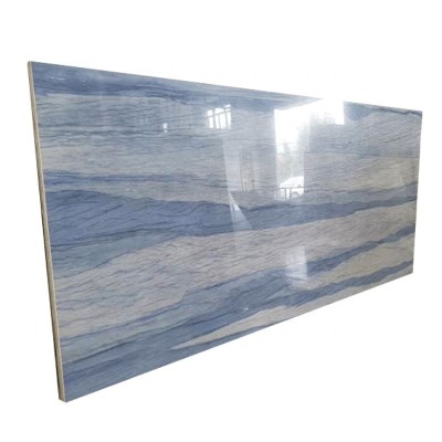 Fabricated Luxury stone wall cladding countertop table top Azul Macaubas marble slab